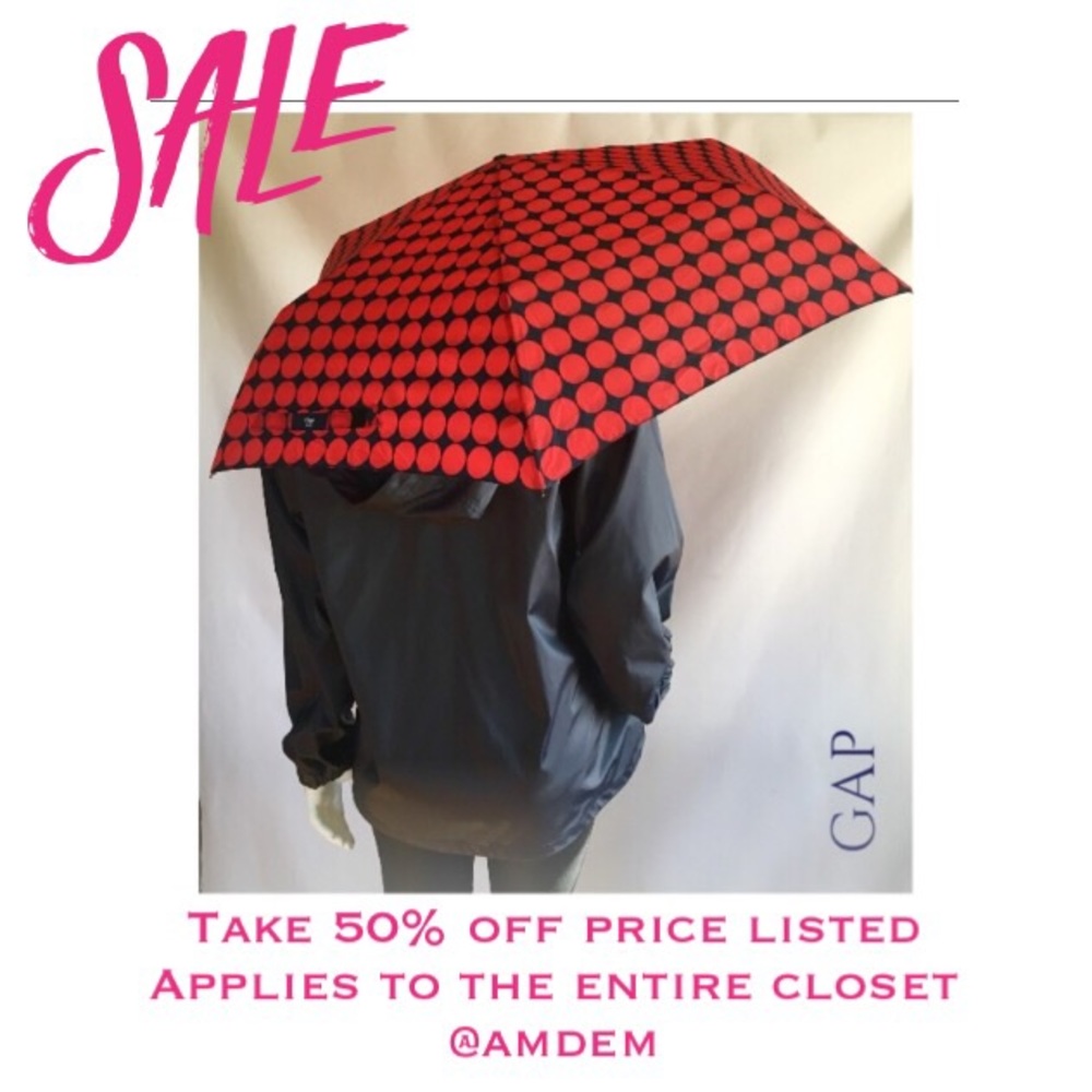 NWOT GAP Factory Red Navy Polka Dot Umbrella